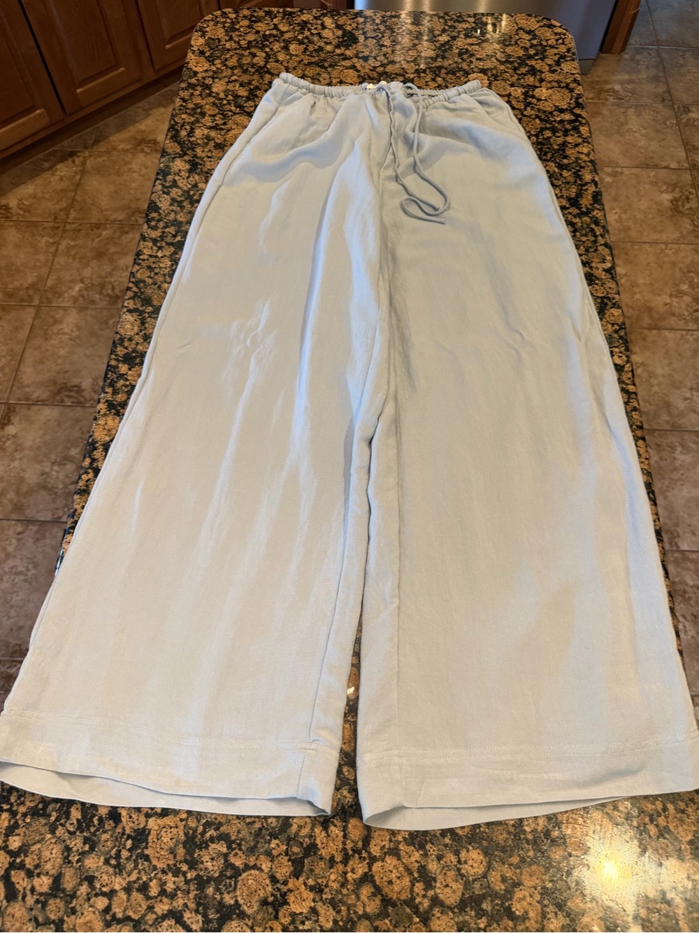 Z Supply Pale Blue Wide-Leg Drawstring Lounge Pants